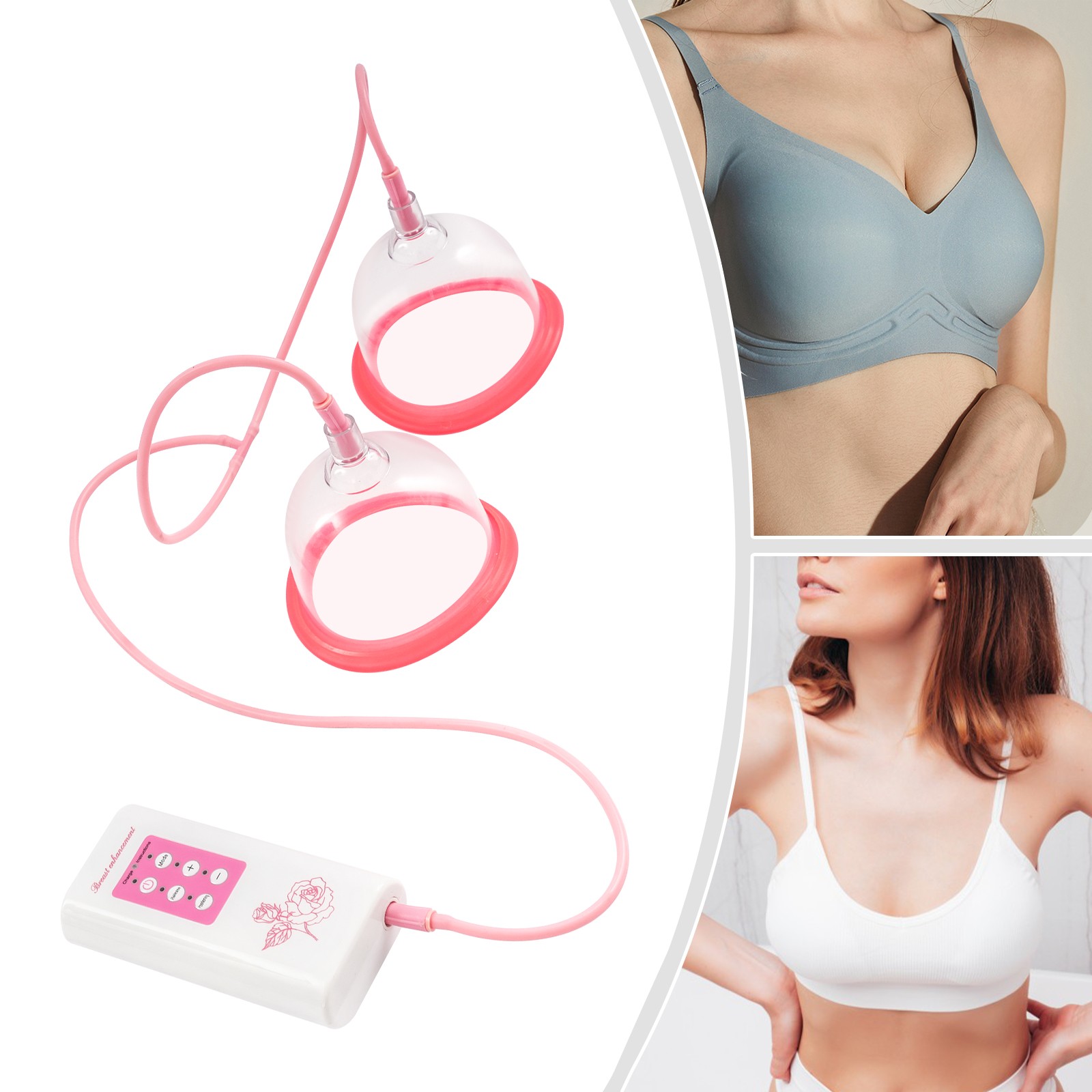 Electric Breast Enhancer Enlarger Massager Pump Vacuum Suction Enlargement B Cup