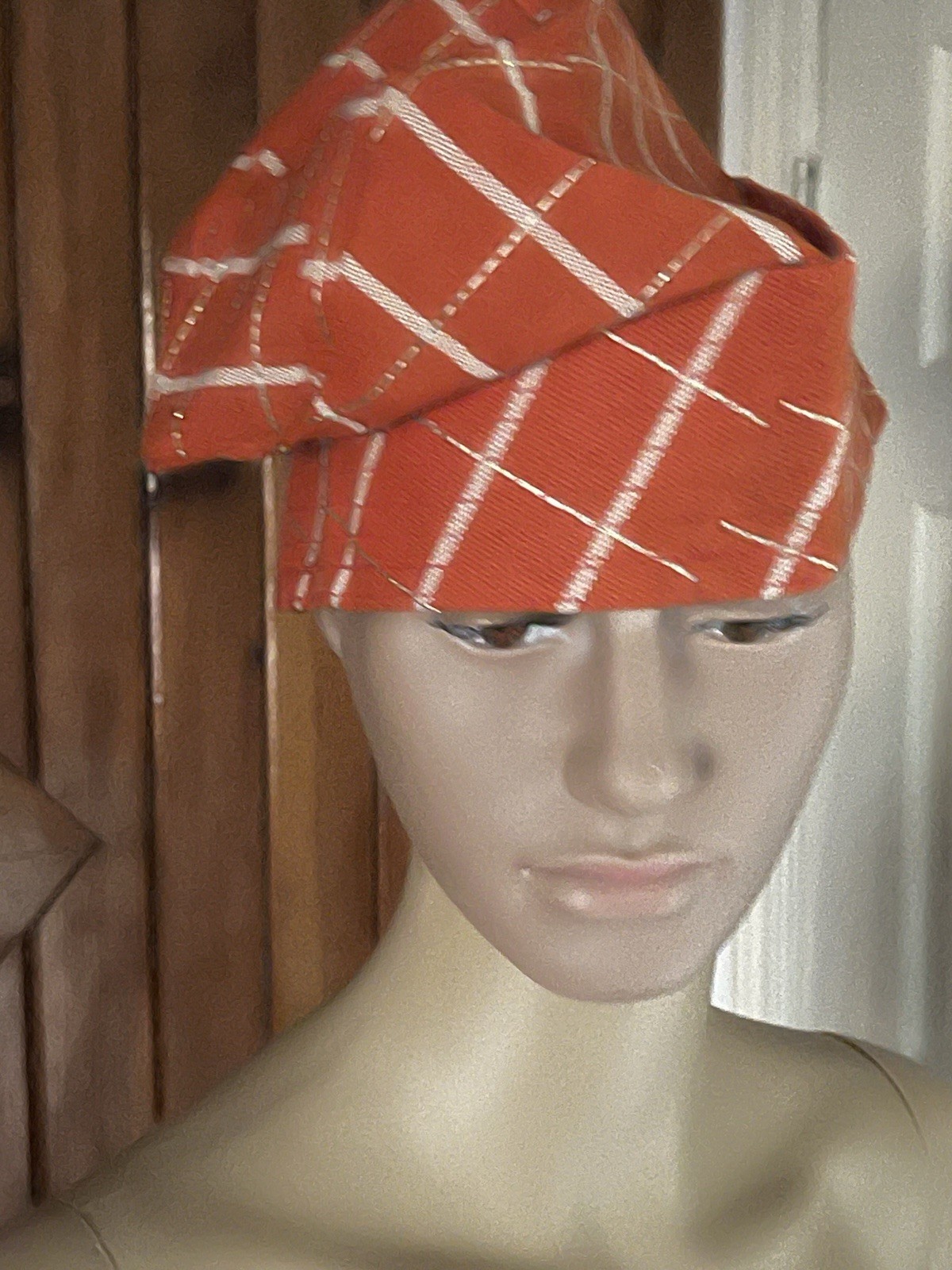 Orange Aso Oke Fila Cap Size22.5