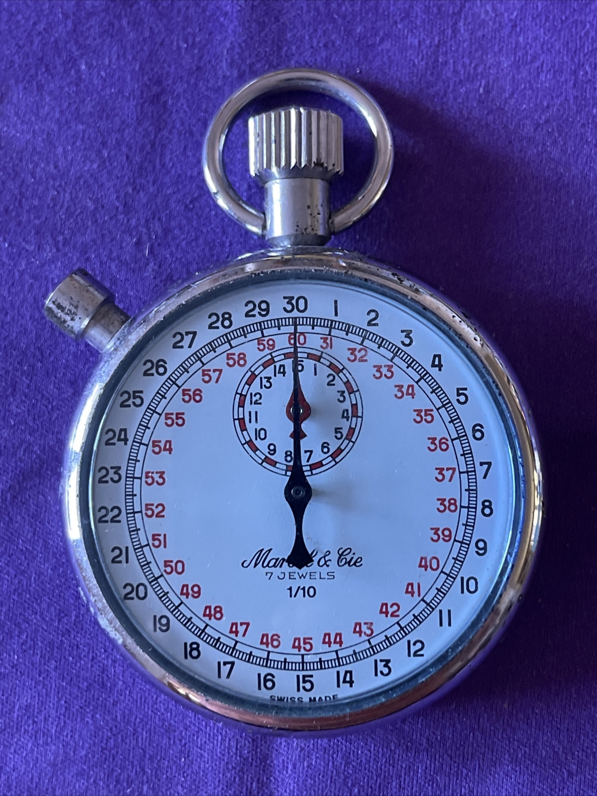 Marcel & Cie 7 Jewels Swiss Made Mechanical 1/10 Vintage Stopwatch