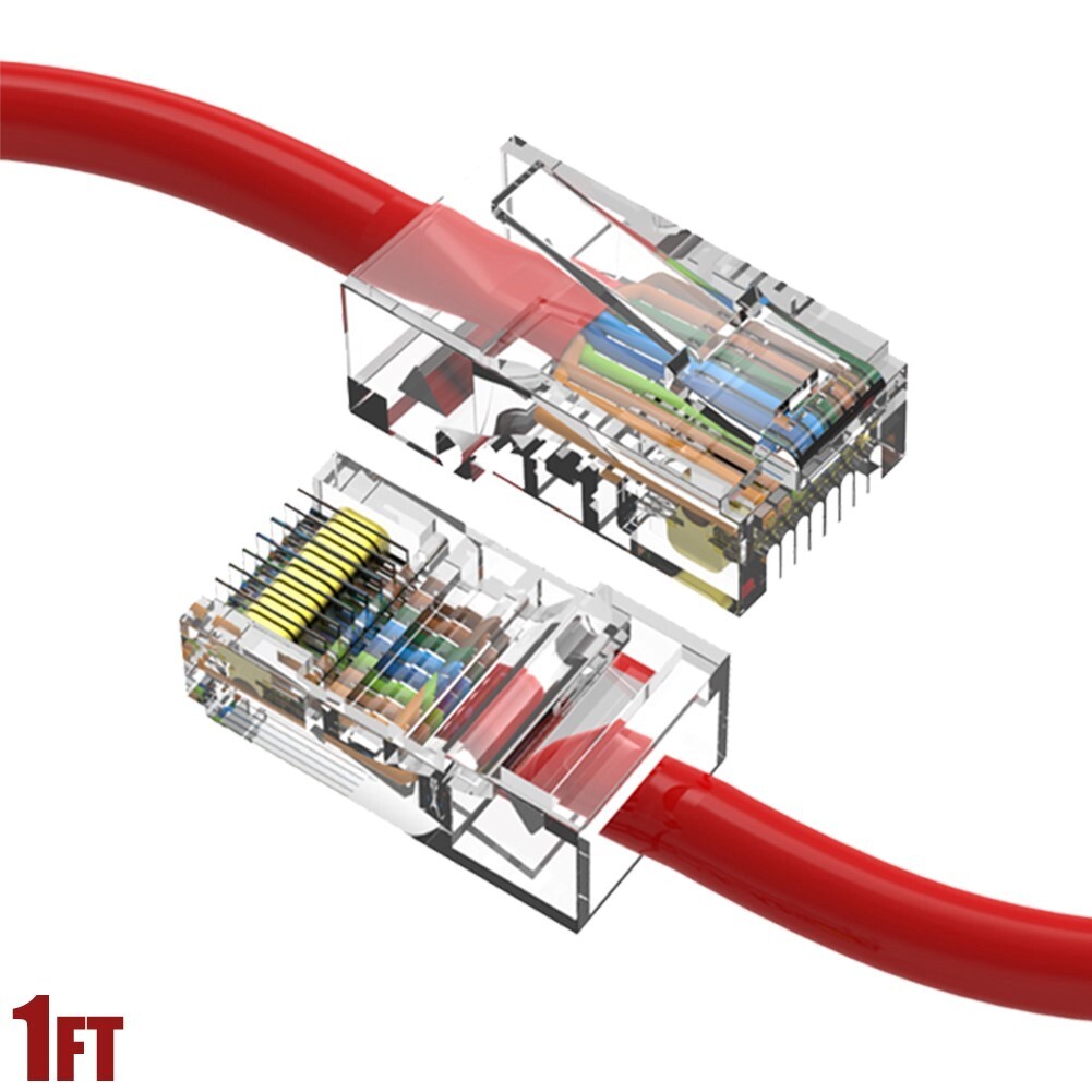1FT Cat5e RJ45 Ethernet LAN Network UTP Non-Booted Patch Cable Copper Wire Red