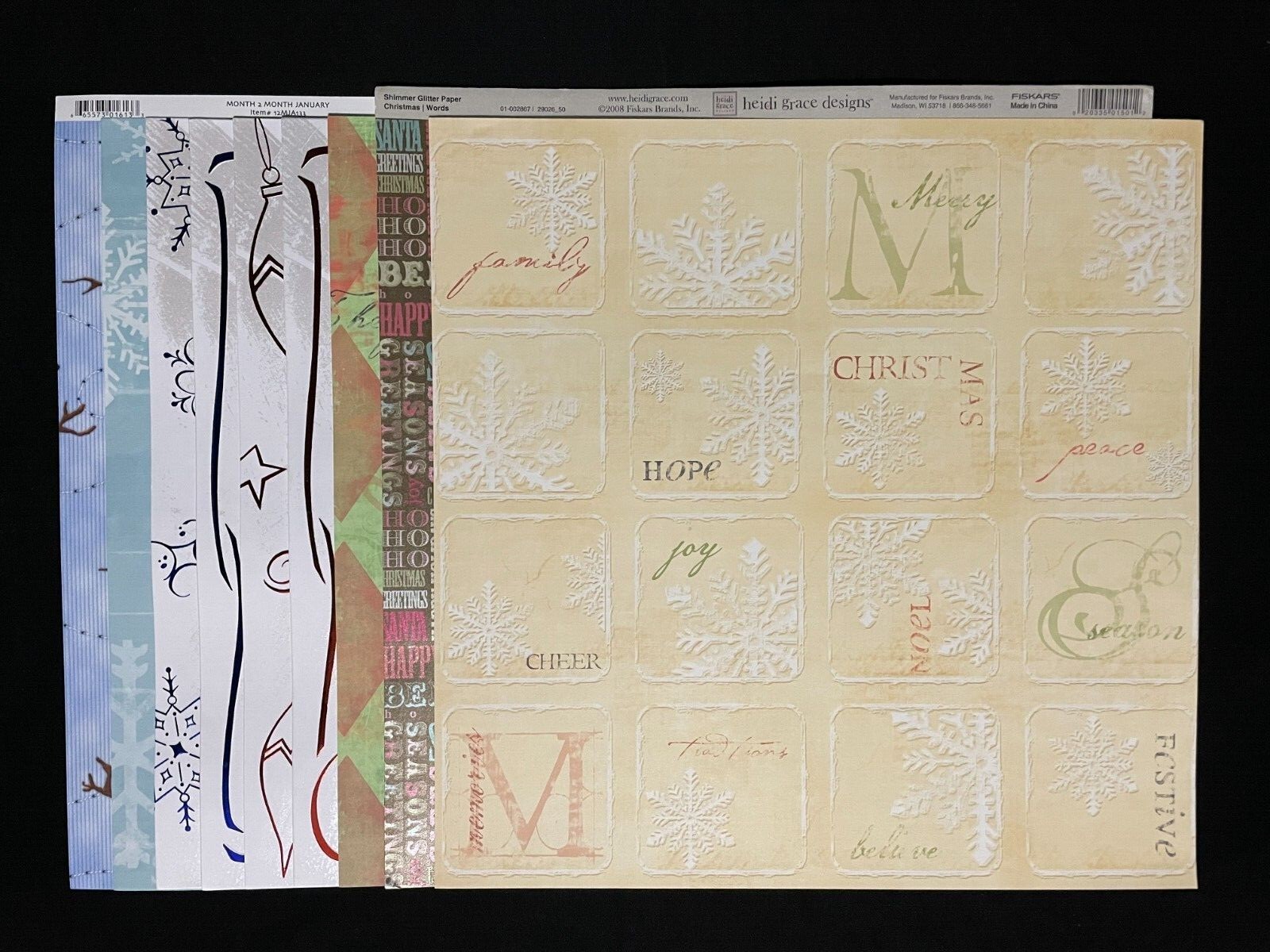 ASSORTED CHRISTMAS/WINTER SS, DS, FOILED, LACQUERED 12X12 PAPERS