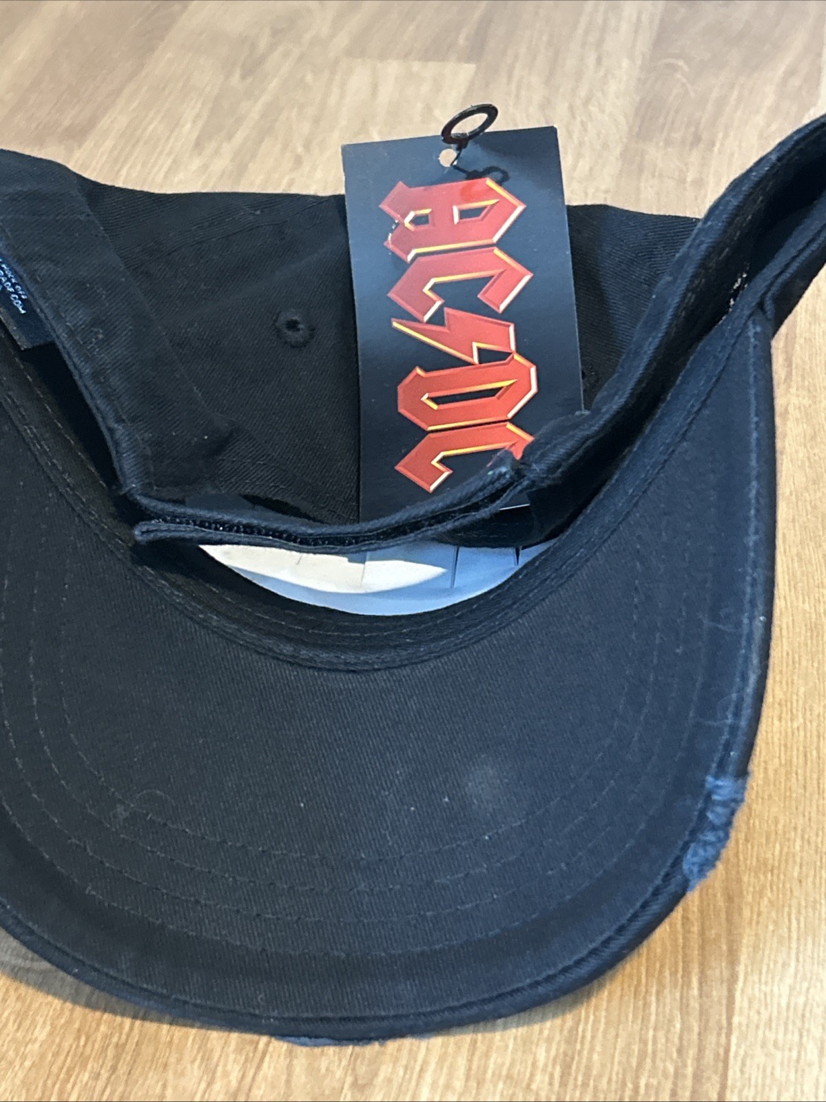 AC/DC Logo Distressed Adjustable Strapback Hat Black W Tags