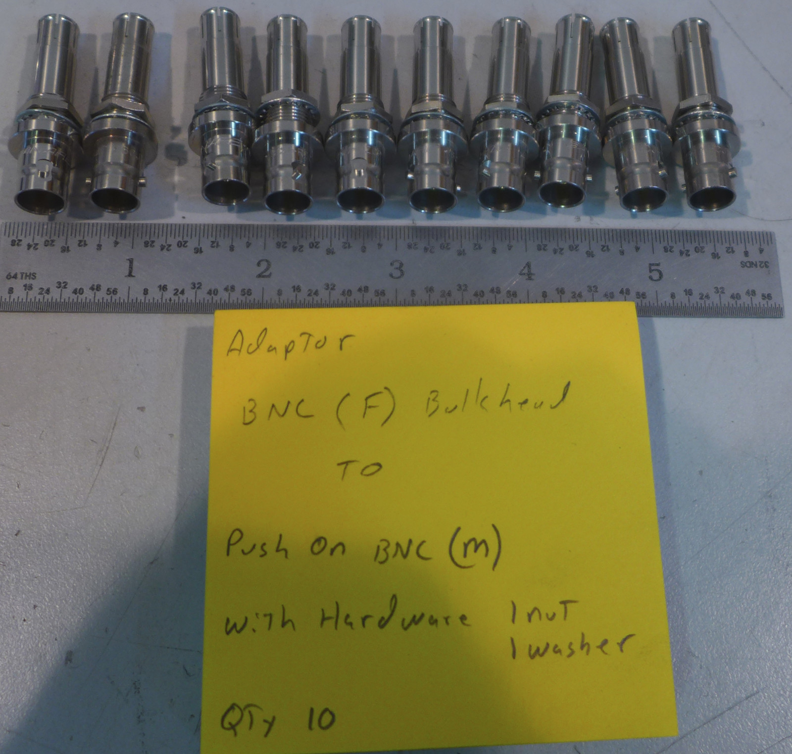 (10) BNC (Female) Bulkhead to Pushon BNC (Male) Adapters