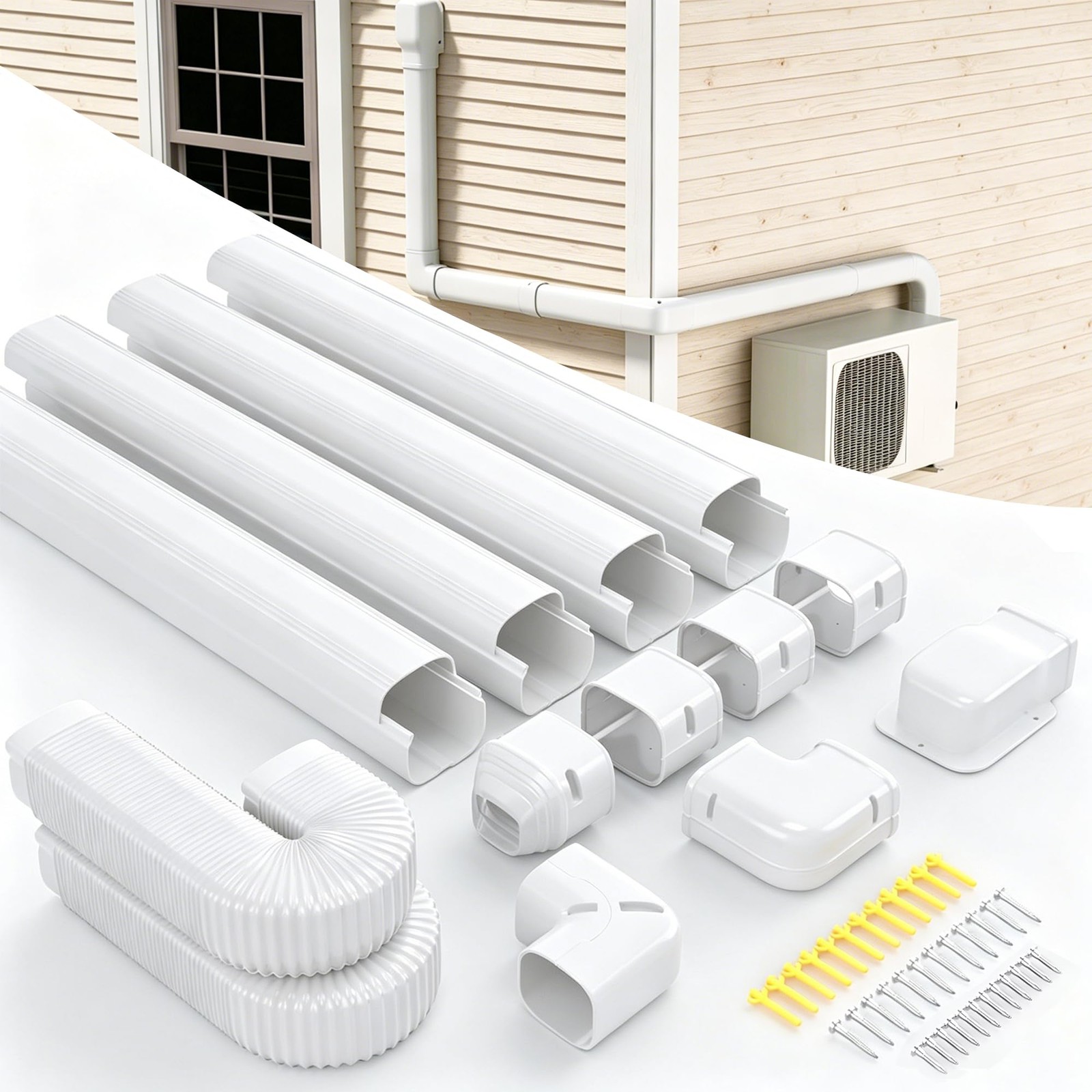 Cestluck 4 17 Ft Mini Split Line Cover Set Kit Ductless Pipe Cover For Mini