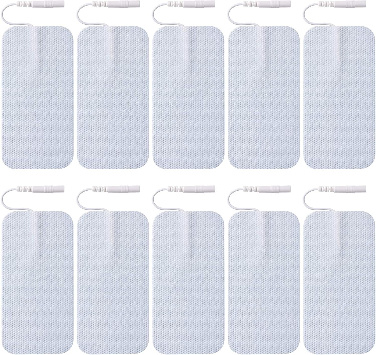 10 Pieces Large Electrode Pads - Premium Reusable TENS Unit Pads with Standard 2