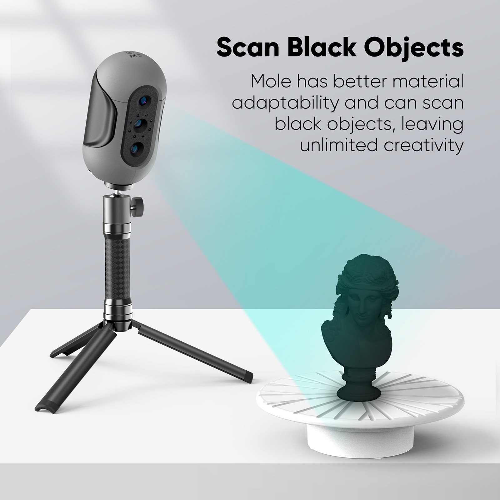 3DMakerpro Mole 3D Scanner Premium 10FPS Scanning Speed Realistic Color T0H7