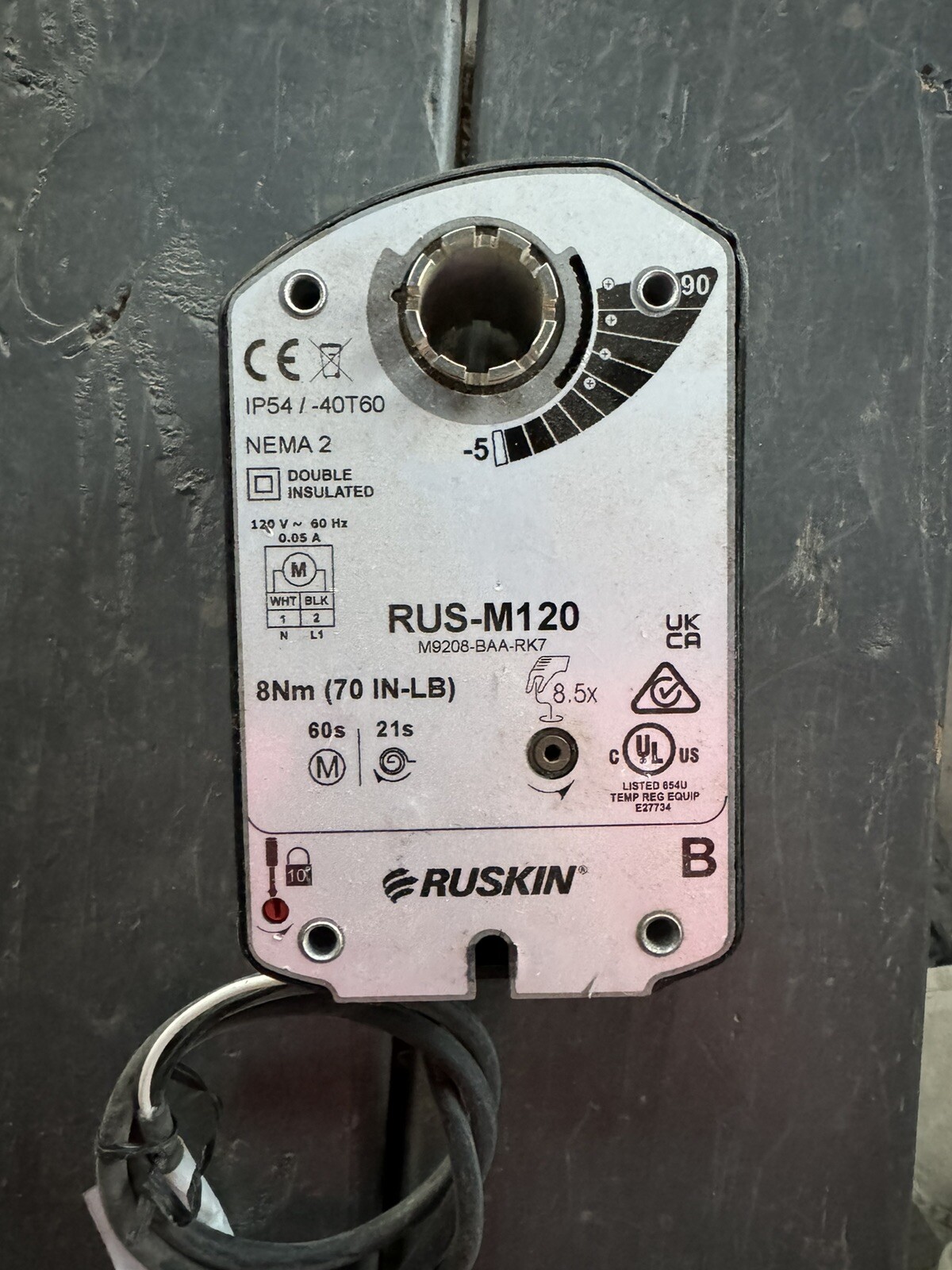 RUSKIN RUS-M120 / M9208-BAA-RK7 ACTUATOR 8nM - 70 IN-LBS