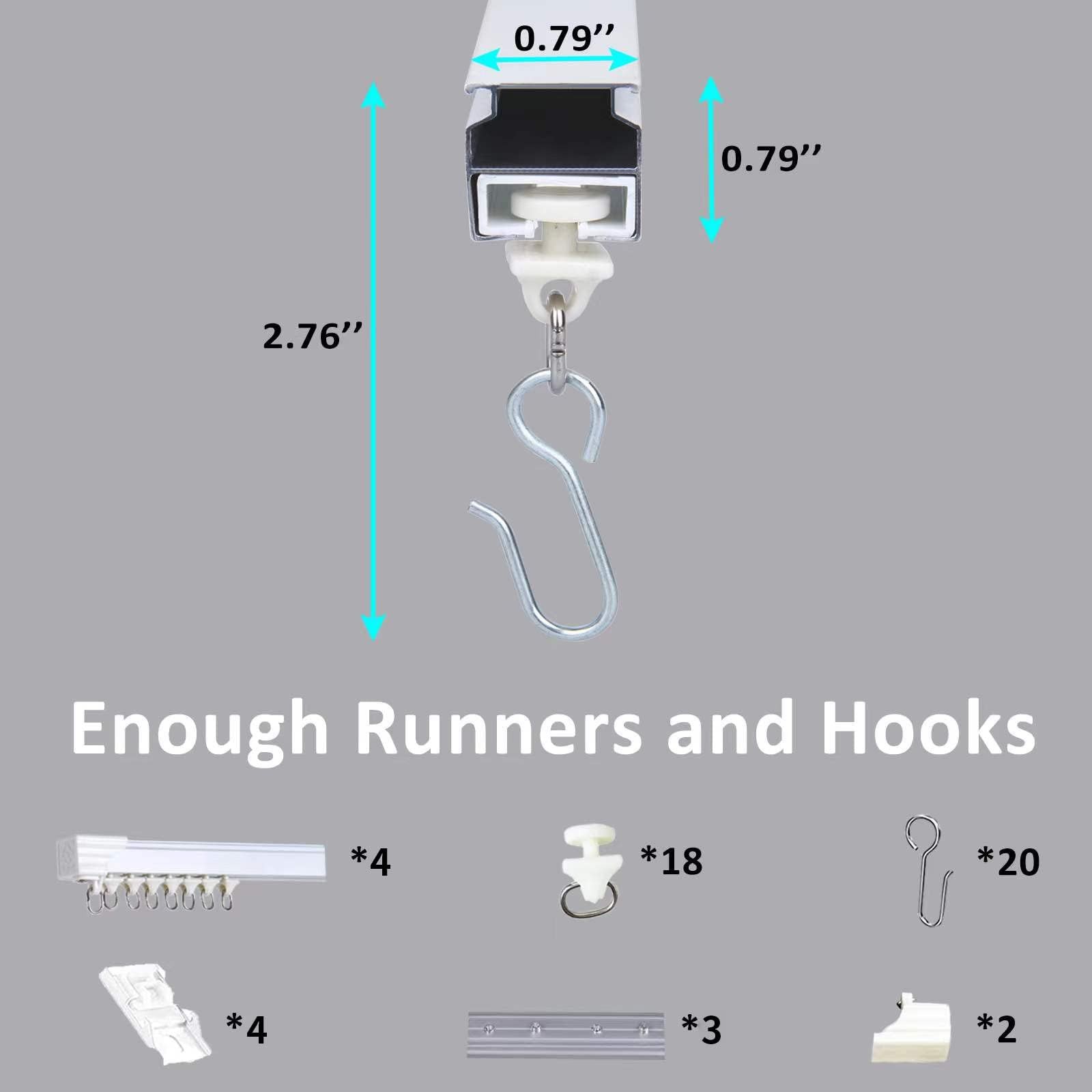 6ft Ceiling Track for Curtains, Never Rust & Enough Rollers and Hooks & Slide...