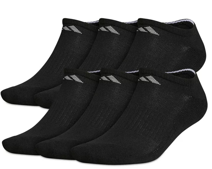 Free Shipping* adidas Men's Cushioned Athletic 6-Pack No Show Socks