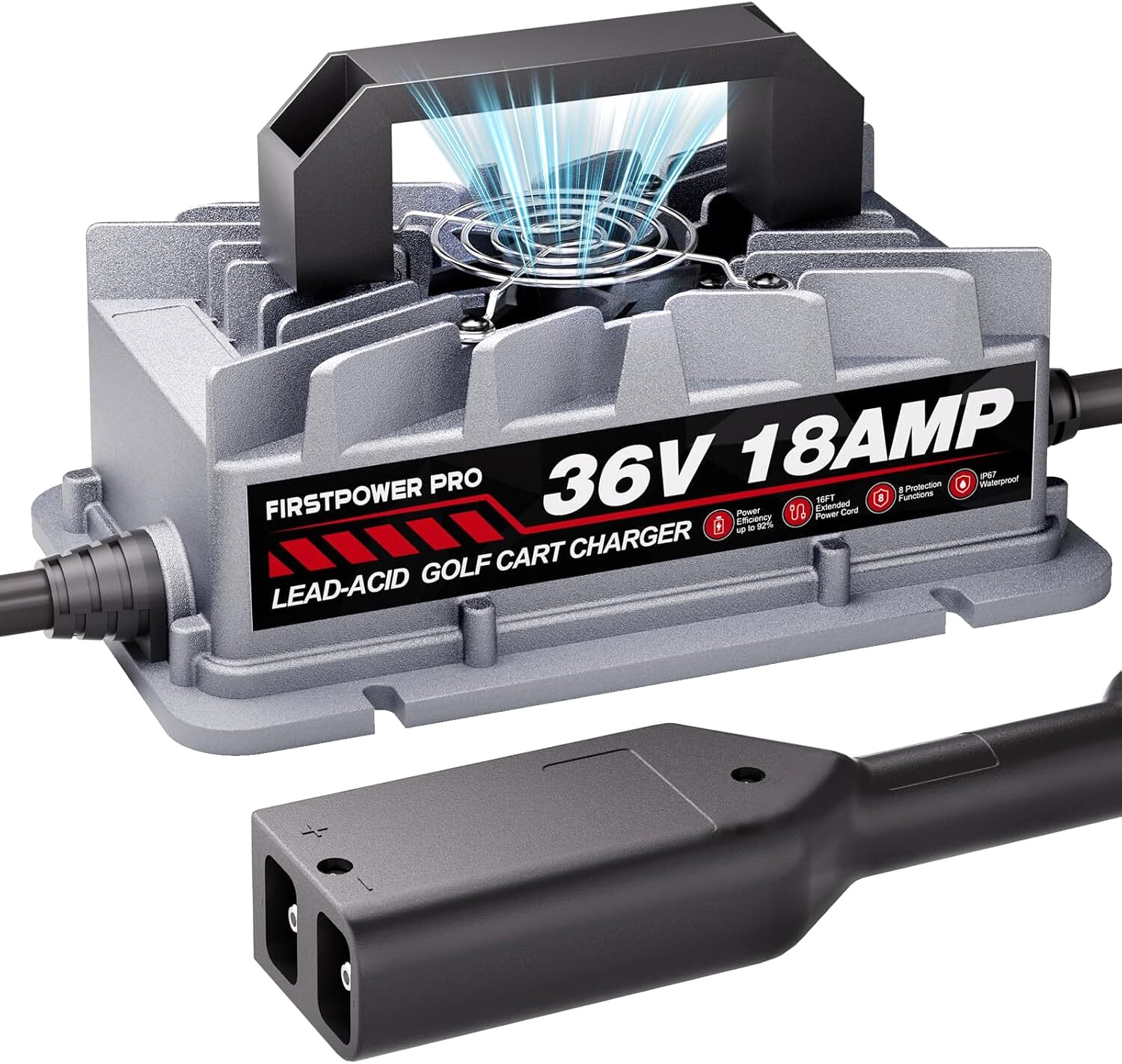Golf Cart Battery Charger with D-Style Plug – Fast Charging for EZGO TXT 36V 18A