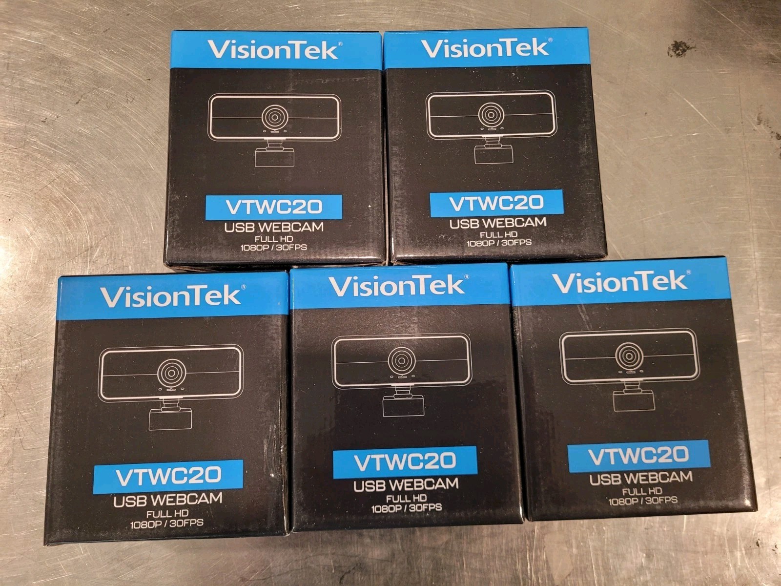 Lot of 5 NEW VisionTek VTWC20 Full HD (1080P/30FPS) Webcam - Black 901380
