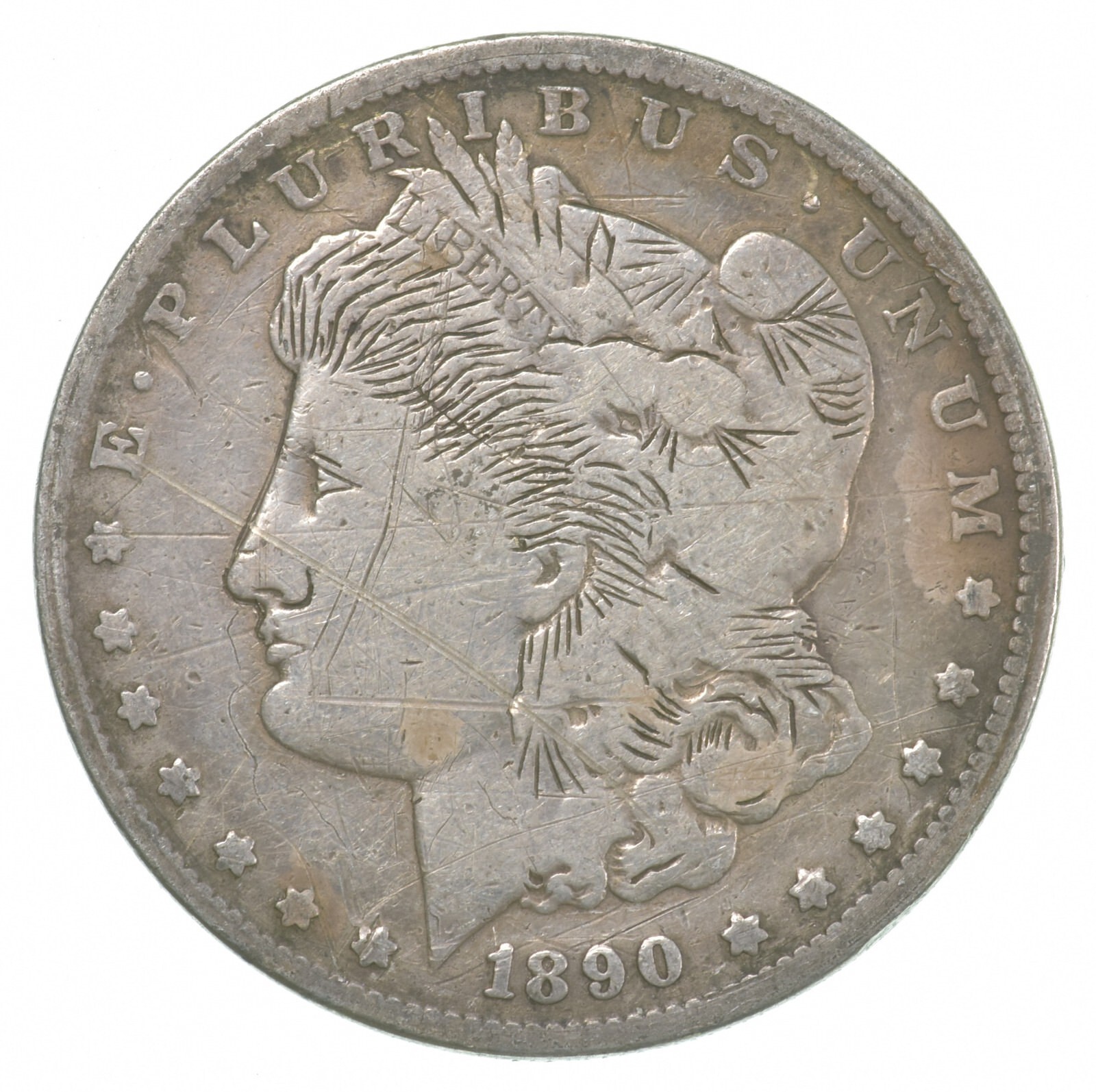 1890-O Morgan Silver Dollar - Hobo (Not Nickel) Hand Carved *5118