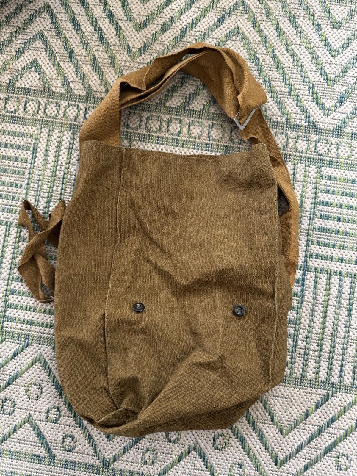 Vintage Small Mustard Canvas Military Bag Gas Mask Carrier Militaria VGUC