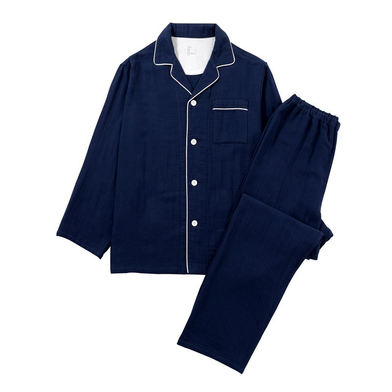 Men's Housewear Set Long Sleeve Sleepwear Top and Pajamas Shorts Soft Lounge Set