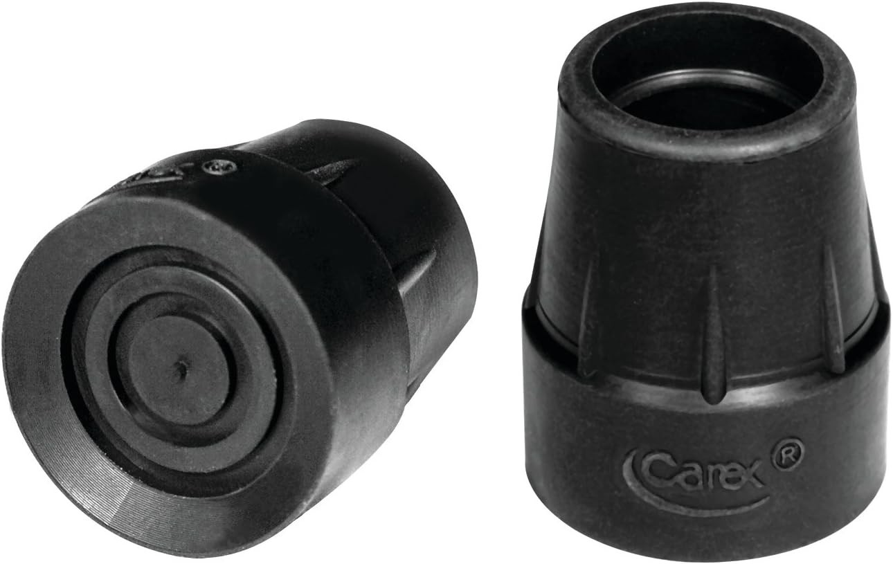 Replacement Cane Tip 7/8 Inch Black Rubber for Stability and Grip