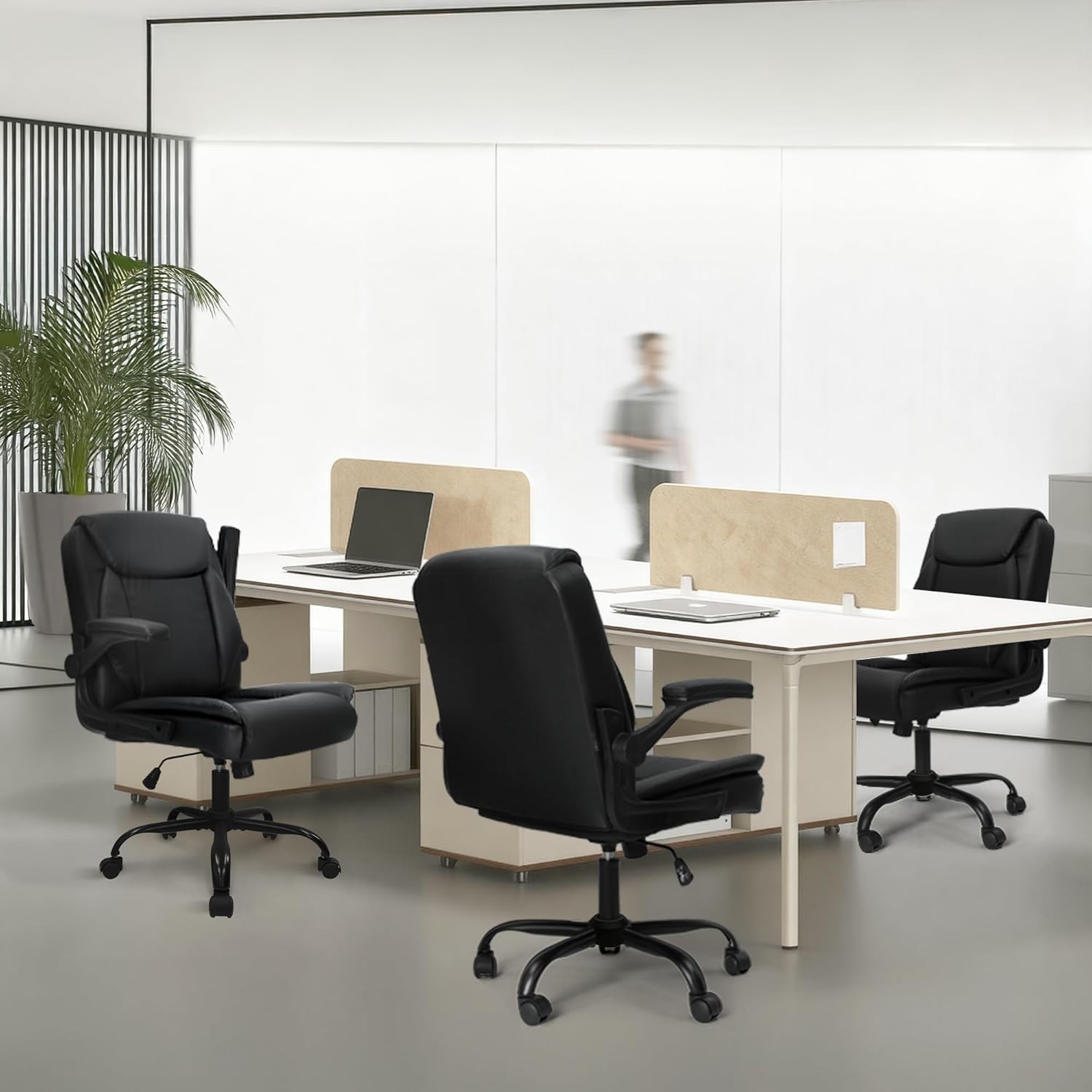 Mid-Back Office Chair with Flip-Up Armrests - Stylish and Comfortable Seating