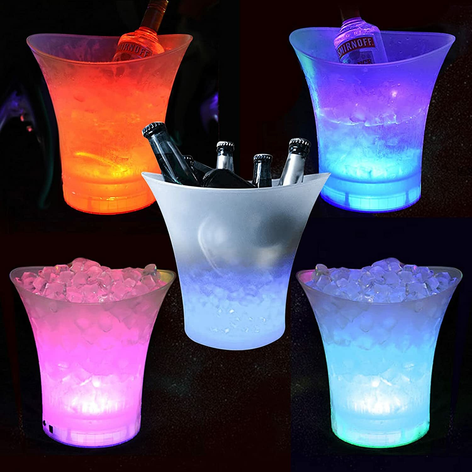 SMAD Ice Bucket Wine Color Changing Bottle Beer 5L Capacity Cooler with Led