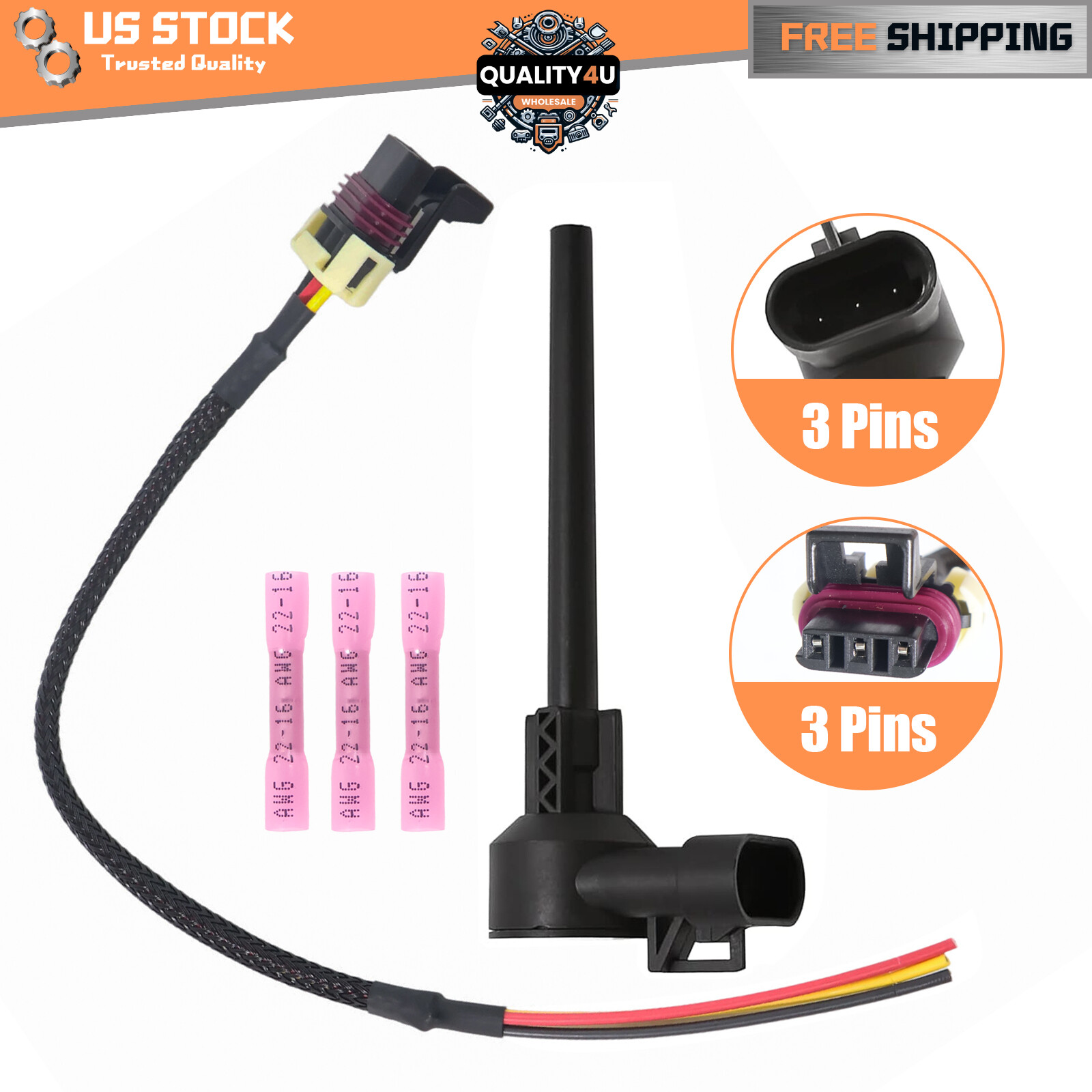 For Kenworth Peterbilt Engine Coolant Level Sensor & Repair Connector Pigtail