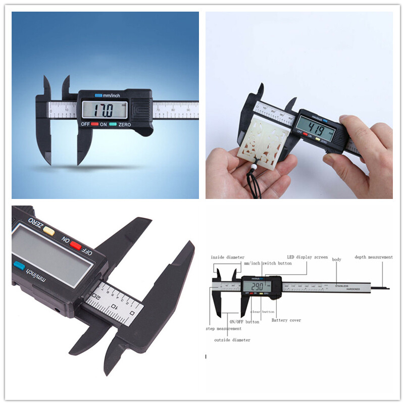 150mm Stainless Steel Vernier Caliper 6 inch LCD Display Screen Measure Tool