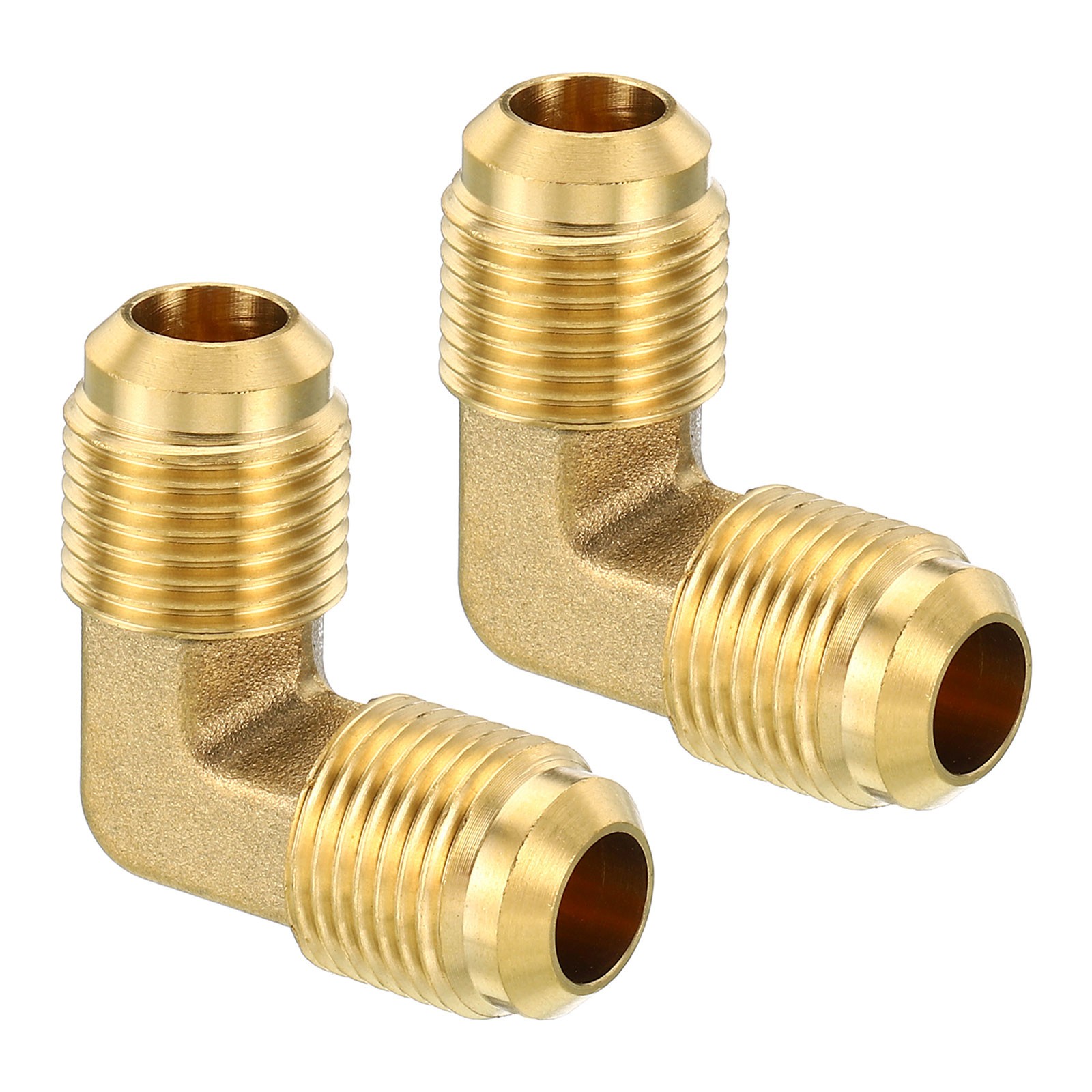 3/8" x 3/8" Brass Fitting, 2 Pack Flare 90 Degree Elbow Tube Fitting