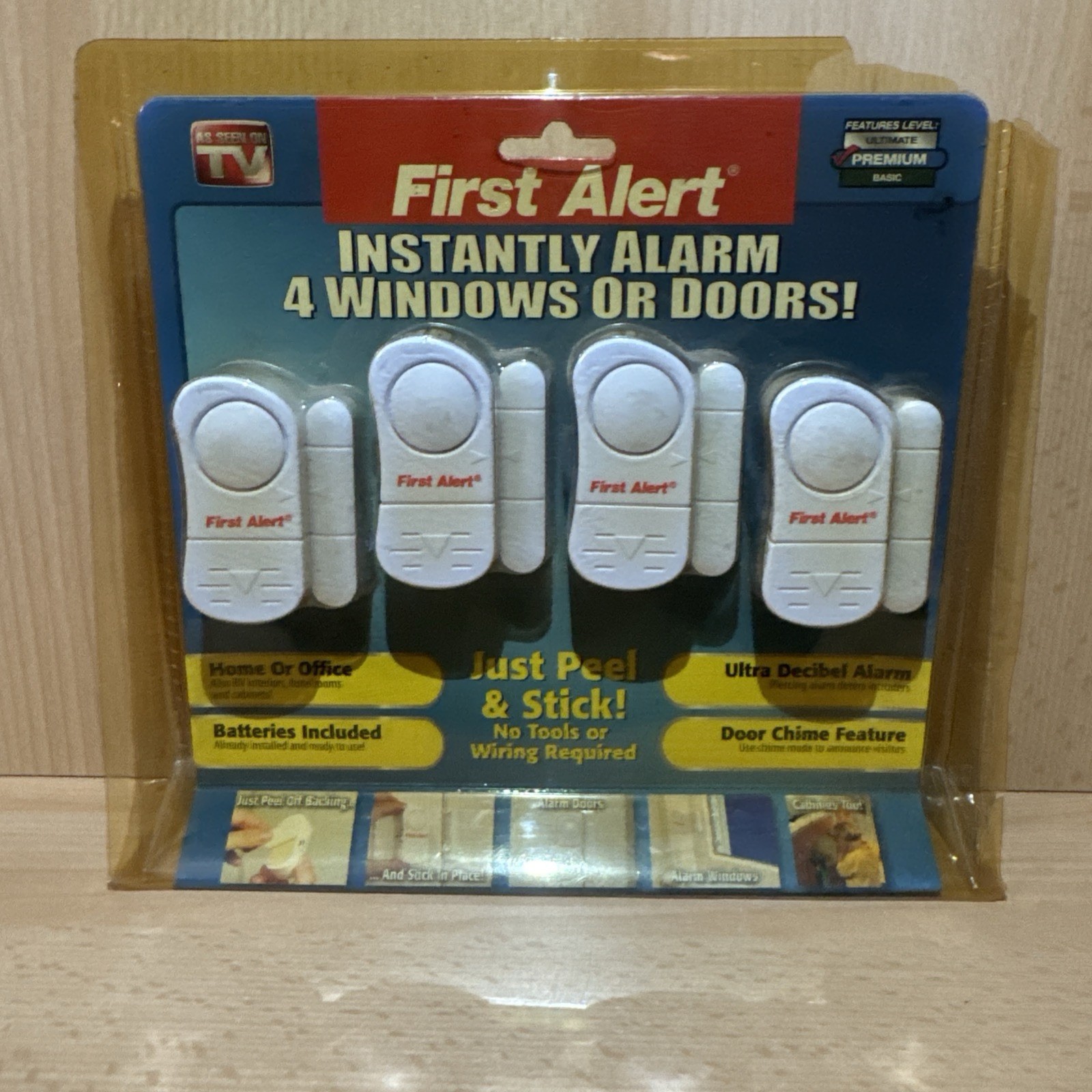 First Alert Instantly Alarm 4 Windows or Doors Peel & Stick security New