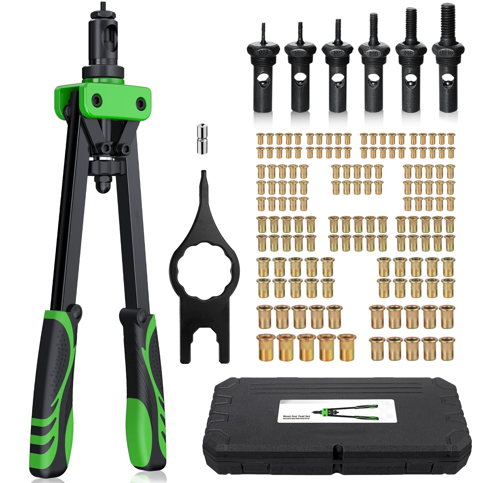 eSynic Heavy Duty Rivet Nut Gun Rivnut Tool 14 Inch Rivnut Tool Kit Pop Rivet