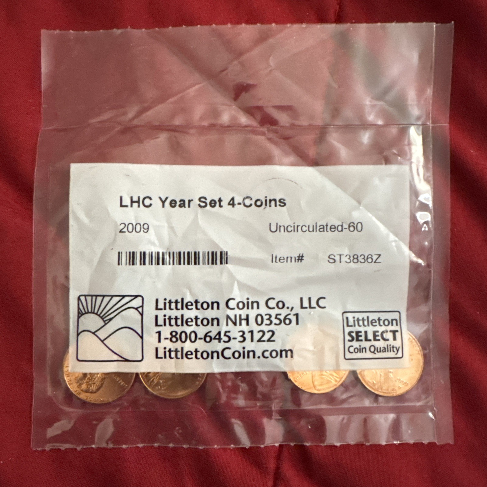2009 Lincoln Cent LHC Year Set 4-Coins Littleton Coin Company Uncirculated-(60)