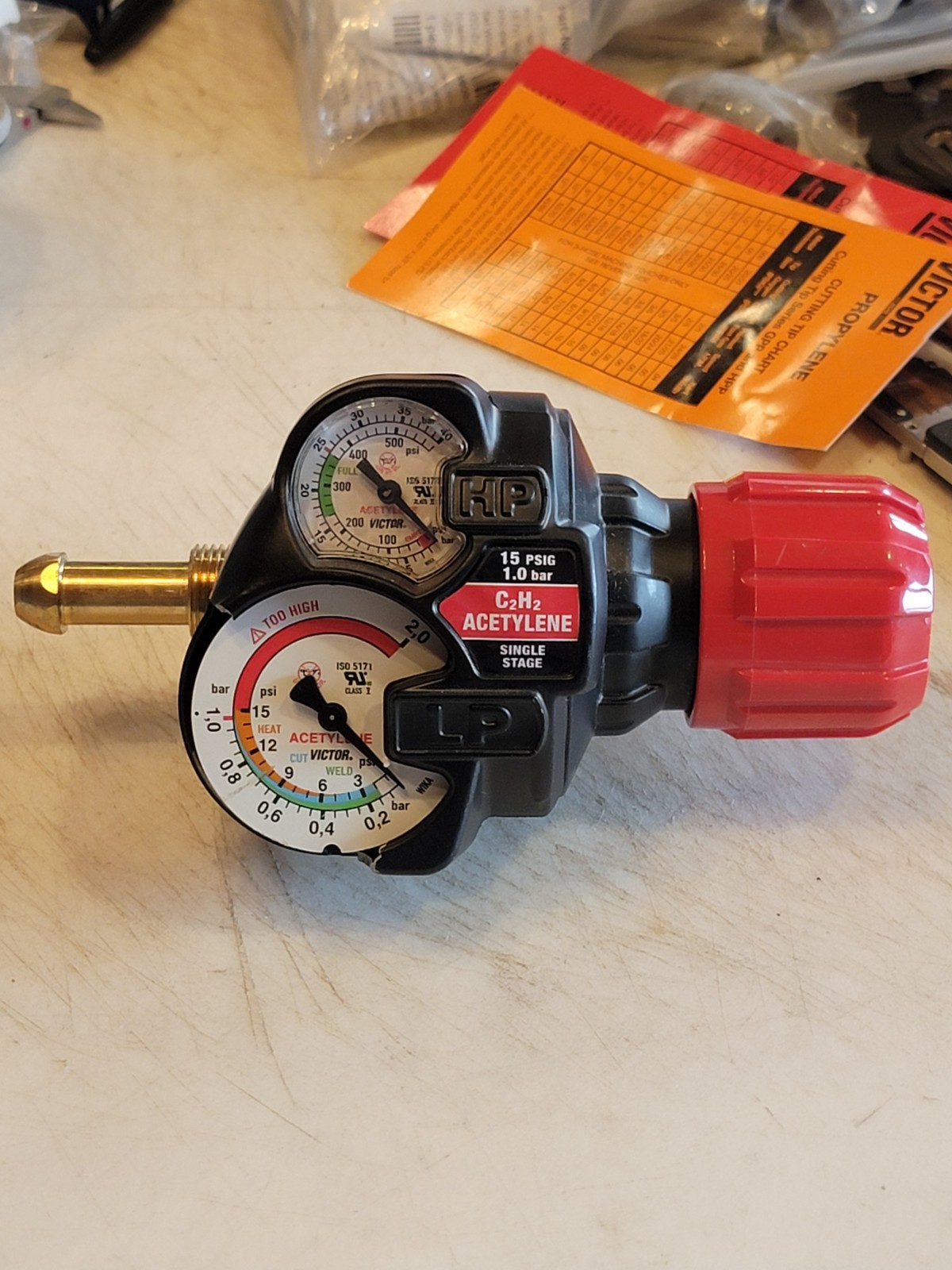0781-3602 Victor Edge 2.0 ESS42-15-510 Acetylene Reg, Housing And Gage Glass Brk