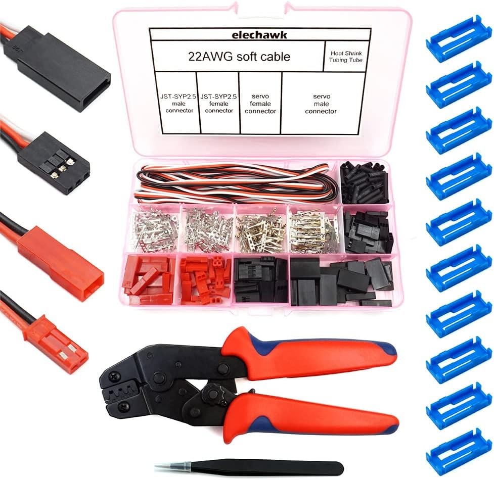 55 Sets Crimp Pin Cable Kit with Crimping Tool for Male Female Servo Plug Connec
