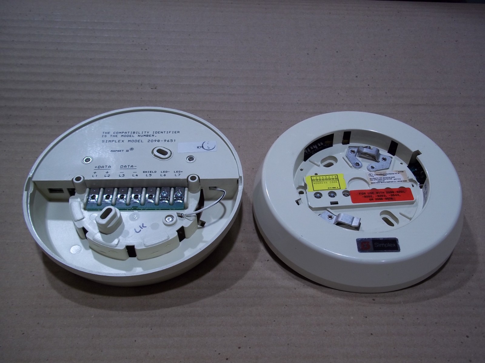 Lot of 2 Simplex Addressable Base 2098-9651  Smoke Detector Heat