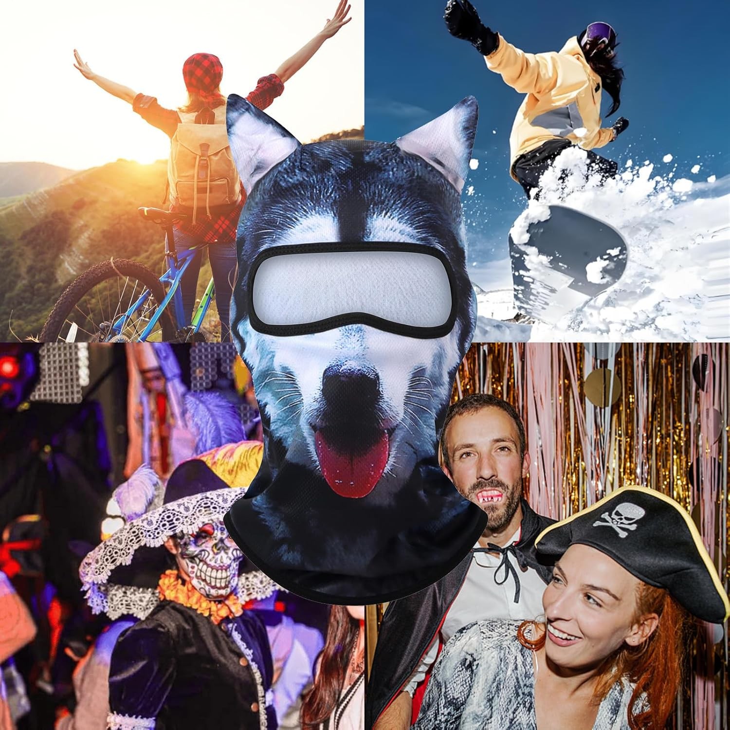3D Cat Ski Balaclava Sheisty Face Mask with Ears Cute Animal Ski Mask for Party
