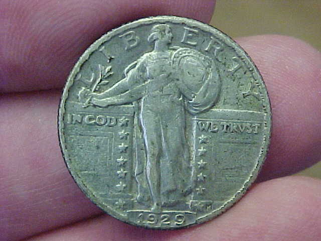 SHARP 1929 P STANDING LIBERTY QUARTER FULL RIM DATE LETTERING FEATHERS TONED