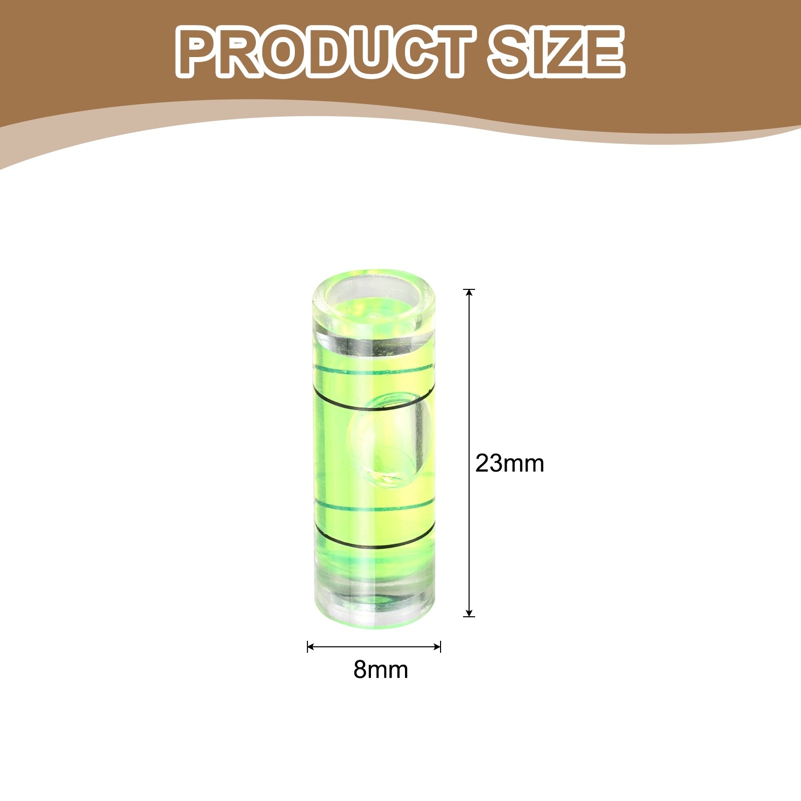 10pcs 23x8mm Small Cylindrical Bubble Level Vials Levels Measuring Tools,