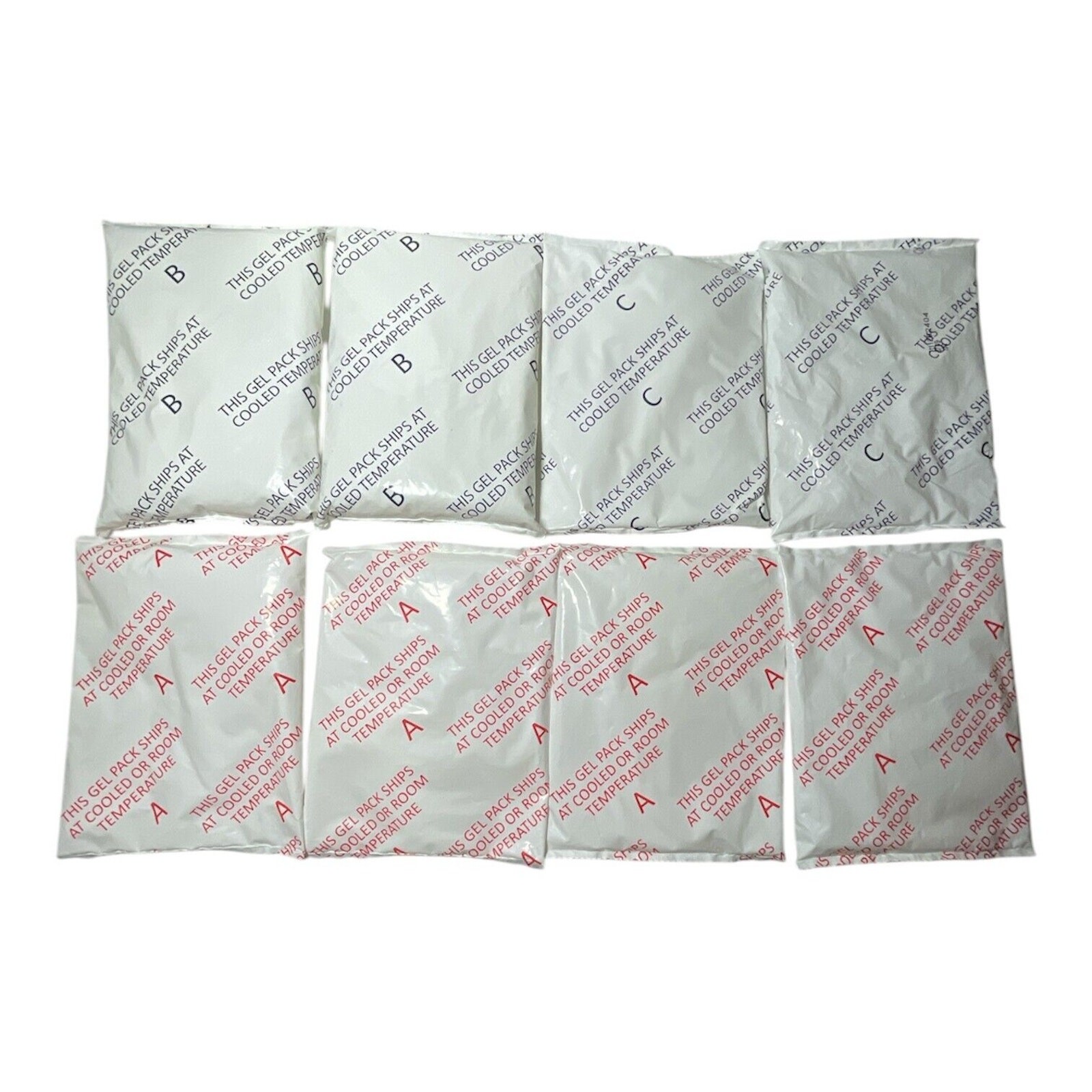 LOT OF 8 Reusable Ice Cold Freezer Gel Packs Refrigerants 7.5”x5.5” Size A, B, C