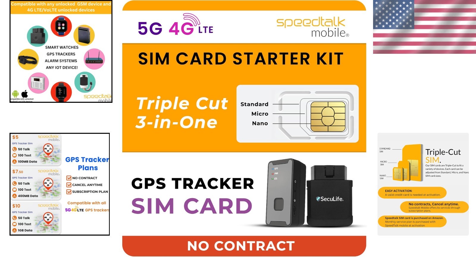 Universal GPS Tracker SIM Card Kit - Supports 5G/4G, Easy Setup, & No Contracts
