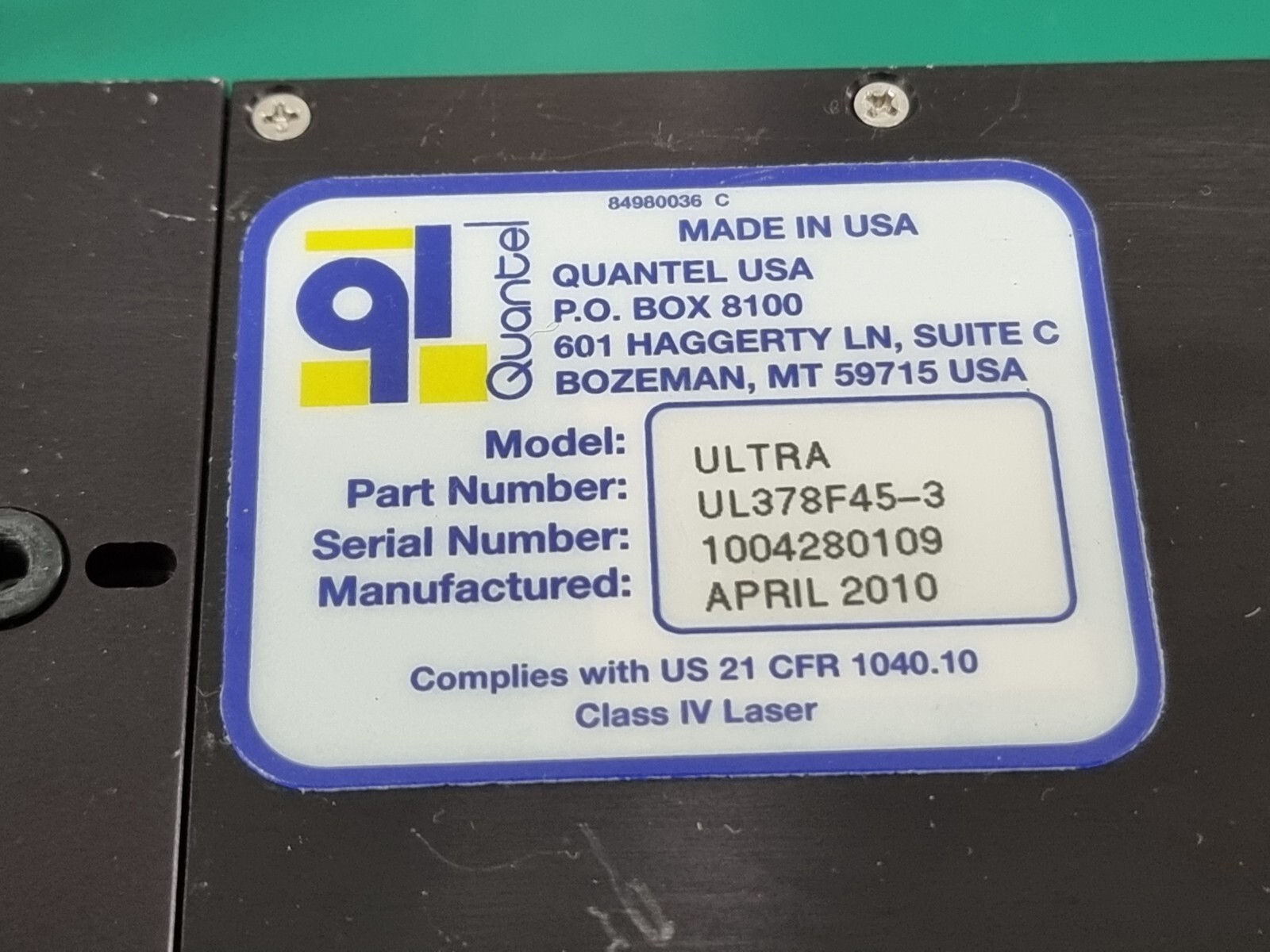 QUANTEL BIG SKY Laser Head 17008300-378 Rev14