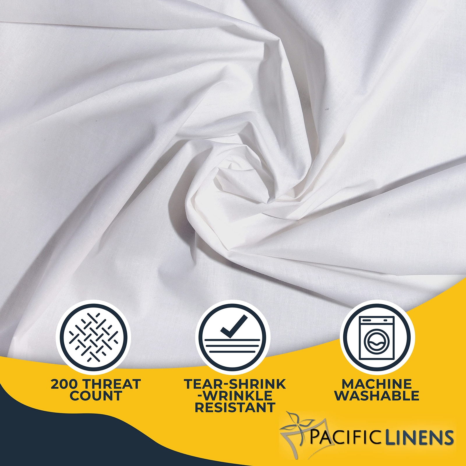 Solid White, Flat Bed Sheets, 1-Piece, 200 Thread Count Poly-Cotton Blend,