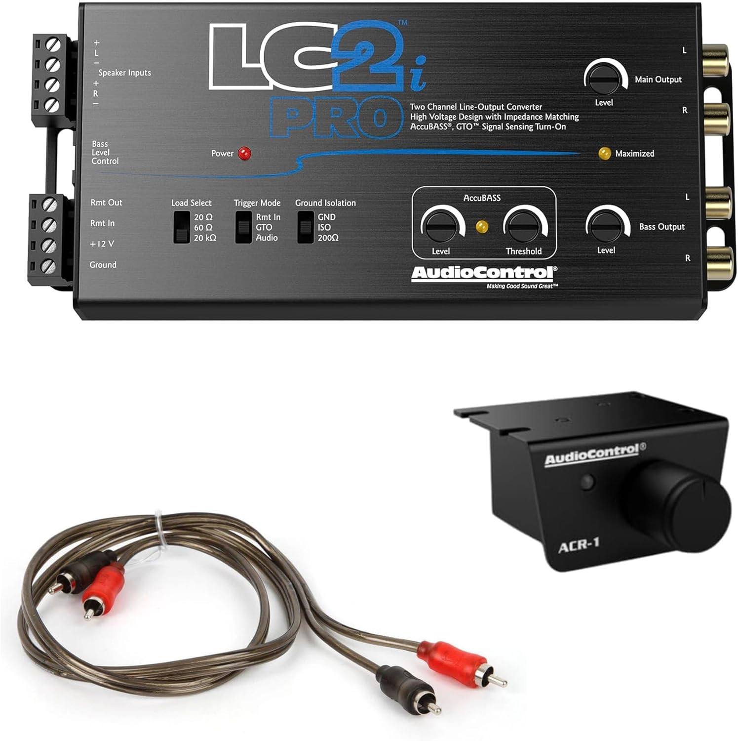 AccuBASS 2-Ch Line Out Converter Kit - LC2iPro Processor and 17ft Oxygen Free RC