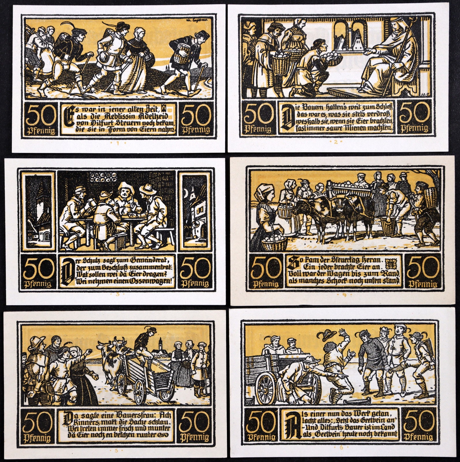 DITFURT 1921 "Geelbein (Yellow Leg)" Complete Series German Notgeld