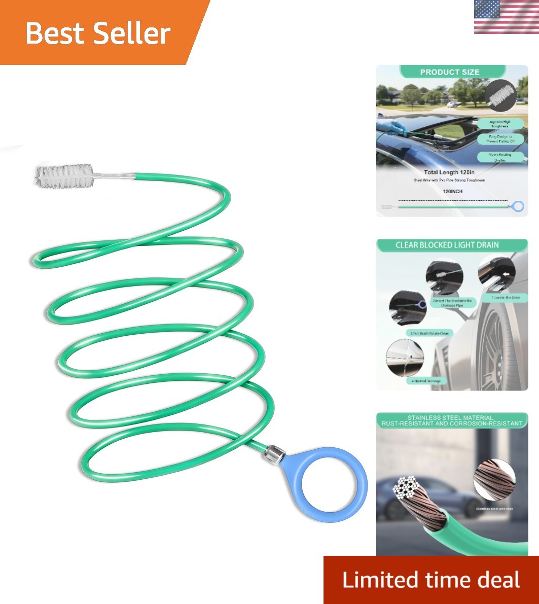 Professional Quality 120-Inch Drain Cleaning Tool for Home and Vehicle Care
