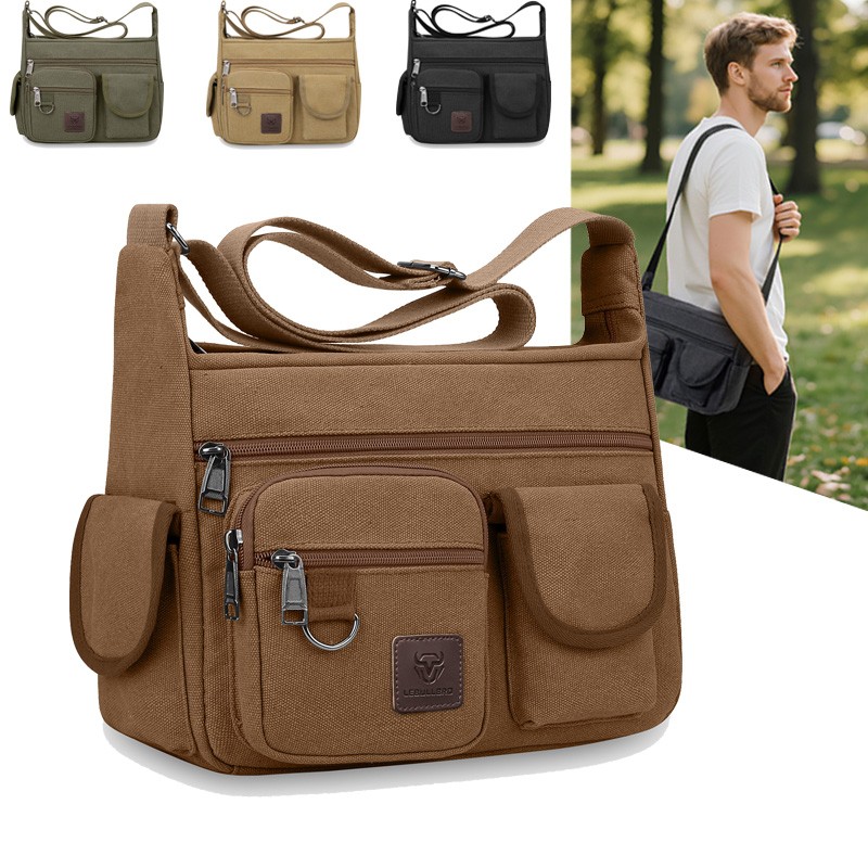 Men Book Bags Shoulder Satchel Retro Canvas Cross Body Bag Backpack Messenger M