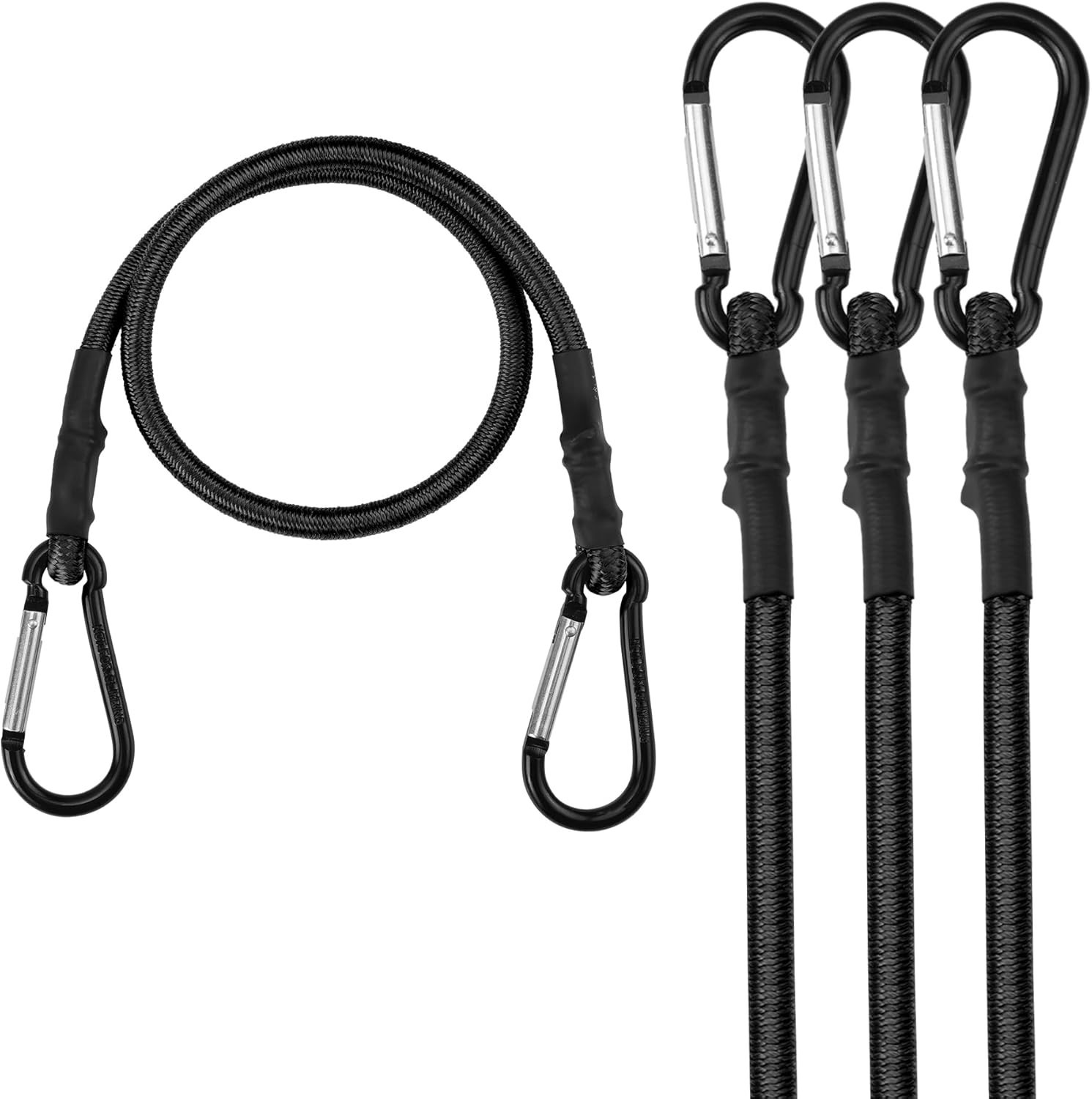 Bungee Cords with Carabiner Hooks Camo Green 24 inch 4 Pcs
