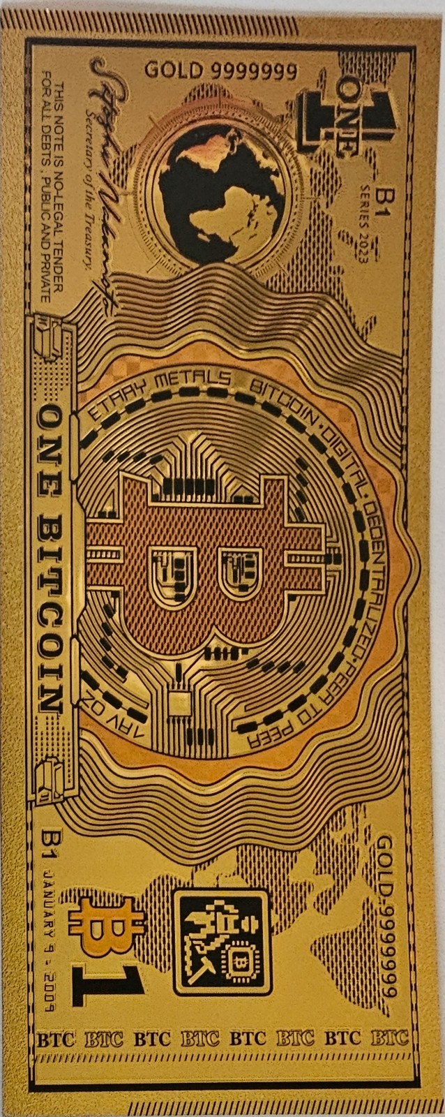 Bitcoin Commemorative Gold Plated Bill