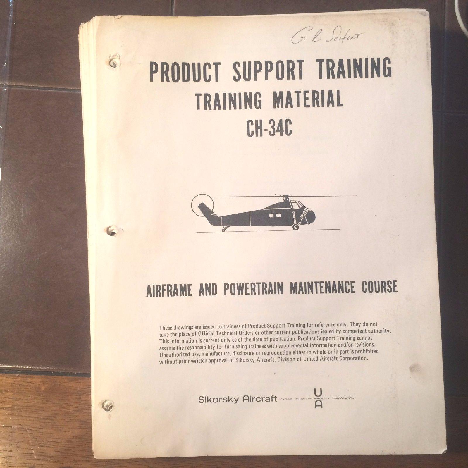 Sikorsky CH-34C Helicopter Maintenance Training Manual