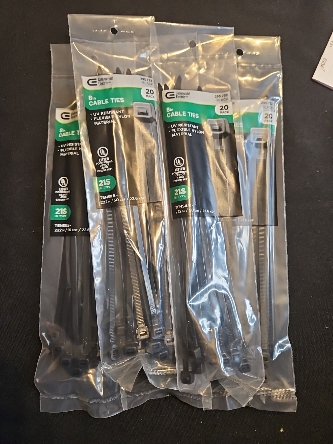 100 Commercial Electric 8 in. UV Mounting Tie, UL Listed Black (5 20-Packs)