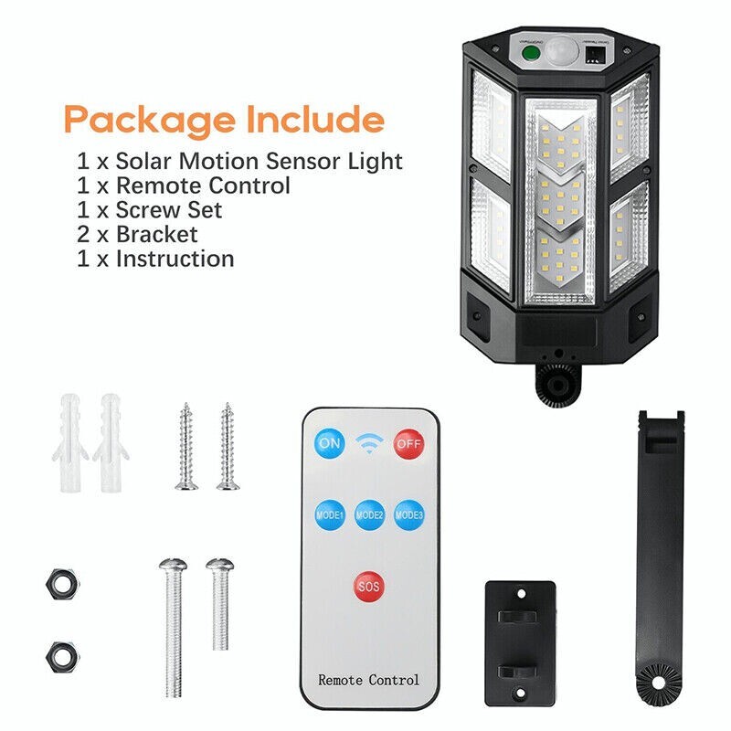 2PCS 99000000LM LED Solar Wall Light Commercial Dusk To Dawn Outdoor Street Lamp