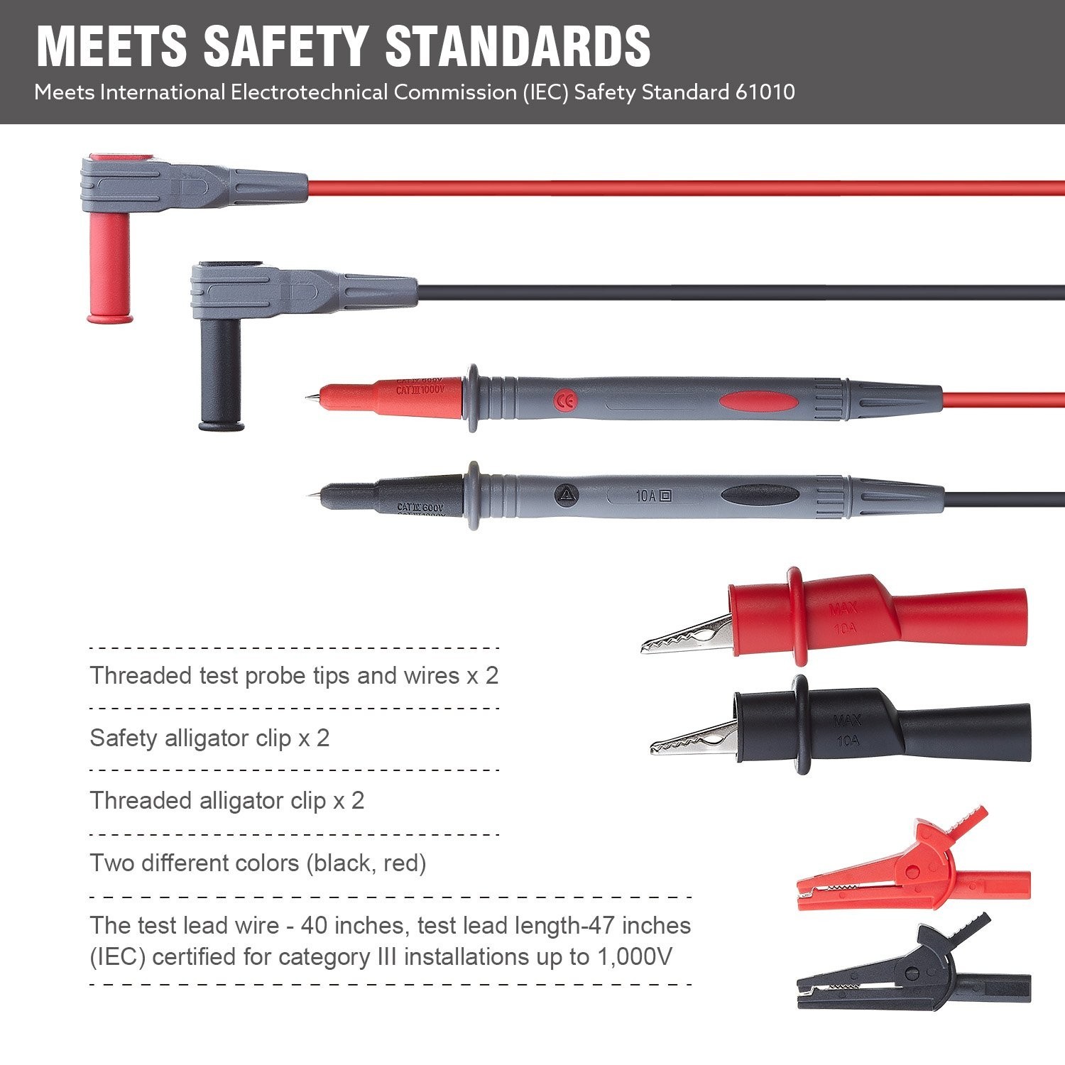 "Temperature-Resistant Test Lead Kit with Color-Coding for Easy Identification "