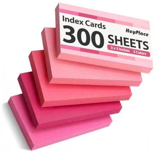 300 Count Index Cards 3x5 Inch, Blank, Note Cards, Pink | 150gsm Paper, pink