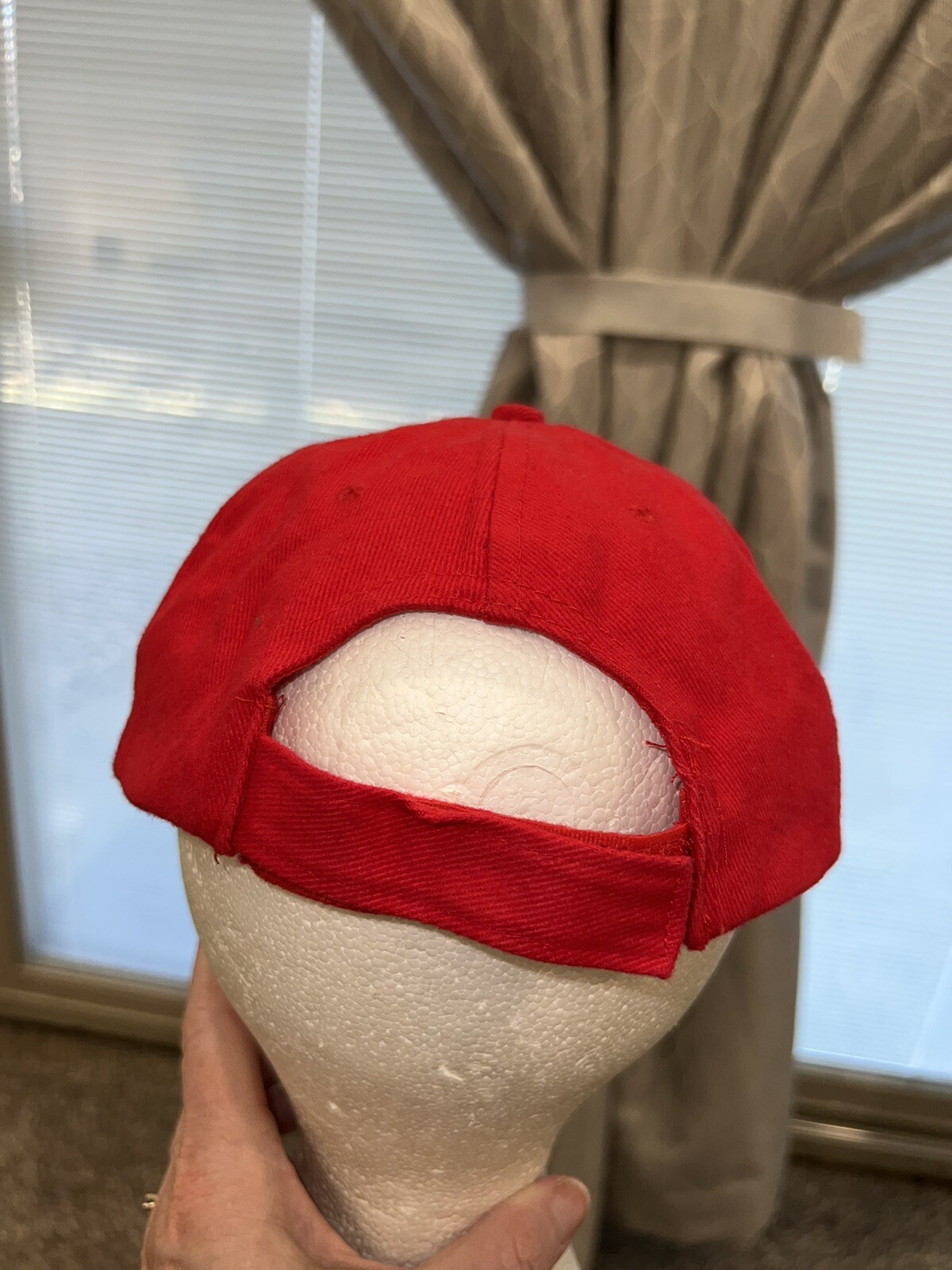 Red Canada hat Cap 2 Red/White Flags with Red Maple Leaves 100% Cotton EUC Adj