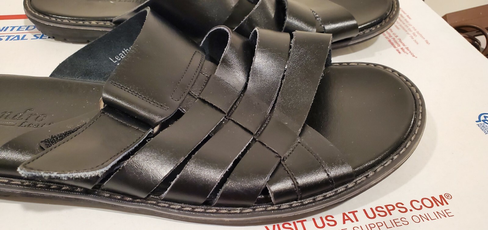 Men Black Leather Scandro Slip In Shoes 12